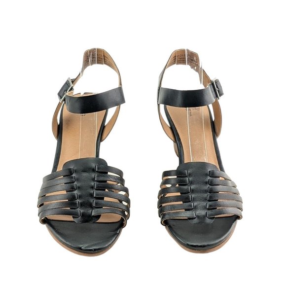 NEW Susina Terra Black Leather Slingback Wedge Sandals Size 7 - Picture 3 of 6